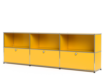 USM Haller Sideboard XL, individualisierbar Goldgelb RAL 1004|Offen|Mit 3 Klappen