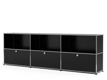 USM Haller Sideboard XL, individualisierbar Graphitschwarz RAL 9011|Offen|Mit 3 Klappen