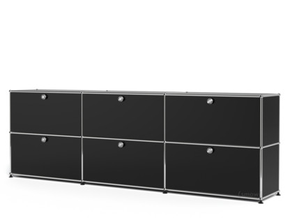 USM Haller Sideboard XL, individualisierbar Graphitschwarz RAL 9011|Mit 3 Klappen|Mit 3 Klappen