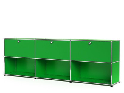 USM Haller Sideboard XL, individualisierbar USM grün|Mit 3 Klappen|Offen