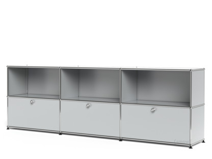 USM Haller Sideboard XL, individualisierbar Lichtgrau RAL 7035|Offen|Mit 3 Klappen