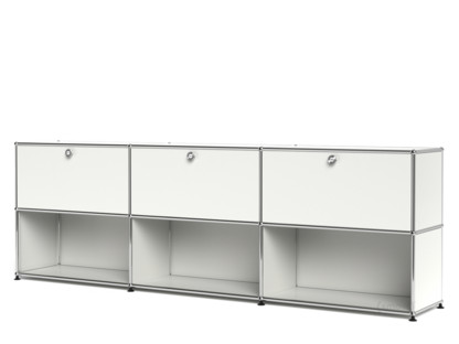 USM Haller Sideboard XL, individualisierbar Reinweiß RAL 9010|Mit 3 Klappen|Offen