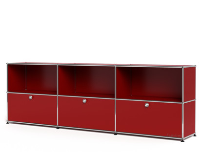 USM Haller Sideboard XL, individualisierbar USM rubinrot|Offen|Mit 3 Klappen