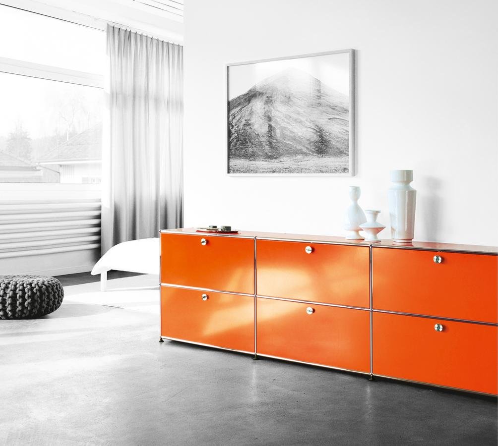 USM Haller Sideboard XL, individualisierbar, USM grün, Offen, Mit 3 ...