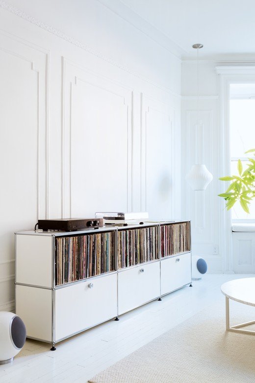 USM Haller Sideboard XL, individualisierbar, Reinweiß RAL 9010, Mit 3 ...