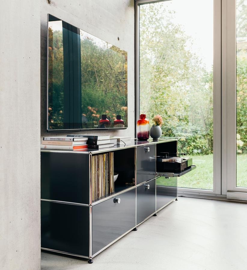 USM Haller Sideboard XL, individualisierbar, Reinweiß RAL 9010, Mit 3 ...