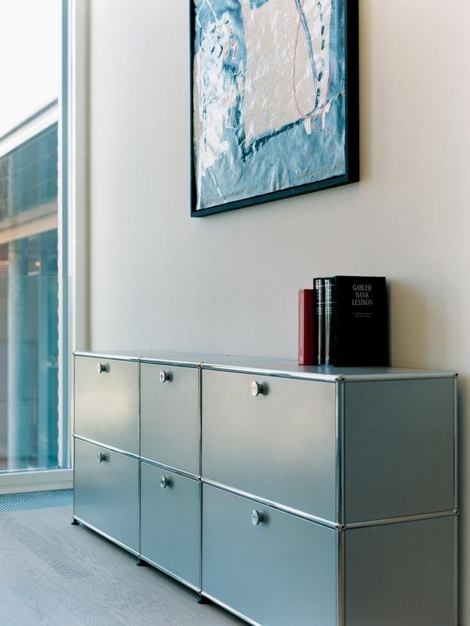 USM Haller Sideboard XL, individualisierbar, Reinweiß RAL 9010, Mit 3 ...