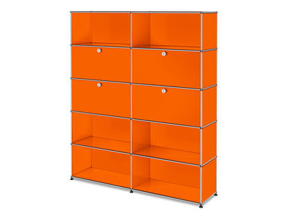 USM Haller Aktenregal L, individualisierbar Reinorange RAL 2004|Mit 2 Klappen|Mit 2 Klappen|Offen|Offen