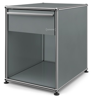 USM Haller Nachttisch mit Schublade Mittelgrau RAL 7005|Groß (H 54 x B 42,5 x T 53 cm)