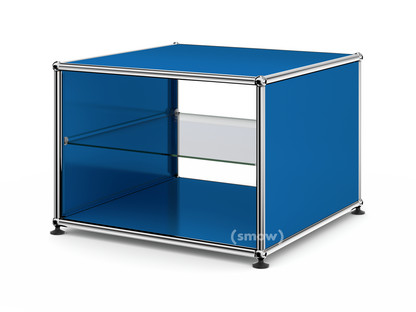 USM Haller Beistelltisch mit Seitenwänden 50 cm|mit Glas-Zwischentablar|Enzianblau RAL 5010