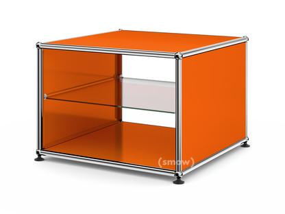 USM Haller Beistelltisch mit Seitenwänden 50 cm|mit Glas-Zwischentablar|Reinorange RAL 2004