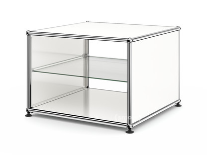 USM Haller Beistelltisch mit Seitenwänden 50 cm|mit Glas-Zwischentablar|Reinweiß RAL 9010