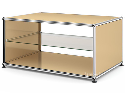 USM Haller Beistelltisch mit Seitenwänden 75 cm|mit Glas-Zwischentablar|USM beige