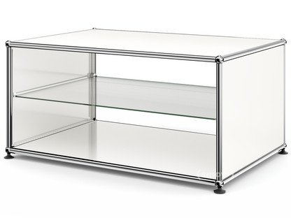 USM Haller Beistelltisch mit Seitenwänden 75 cm|mit Glas-Zwischentablar|Reinweiß RAL 9010