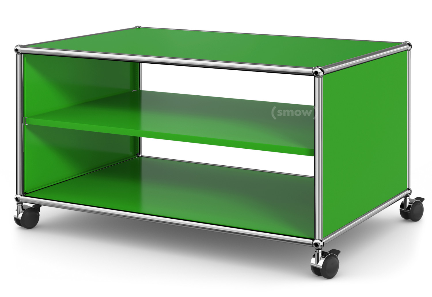 USM Haller TV-Lowboard auf Rollen, Offen, USM grün von Fritz Haller ... USM Haller TV-Lowboard auf Rollen, Offen, USM grün von Fritz Haller ...
