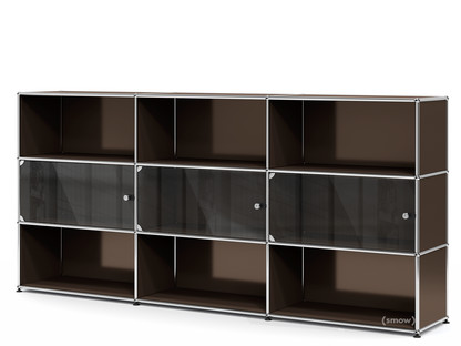 USM Haller Highboard XL mit 3 Glastüren mit Schlossgriff|USM braun
