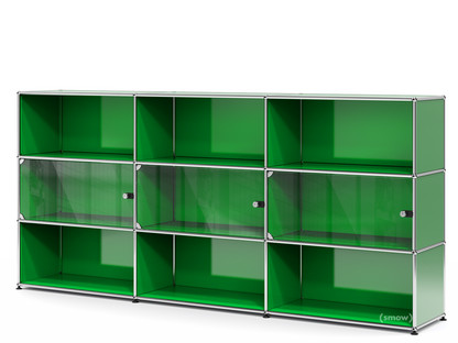 USM Haller Highboard XL mit 3 Glastüren mit Schlossgriff|USM grün