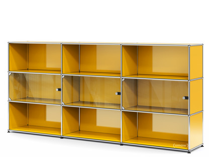 USM Haller Highboard XL mit 3 Glastüren ohne Schloss|Goldgelb RAL 1004
