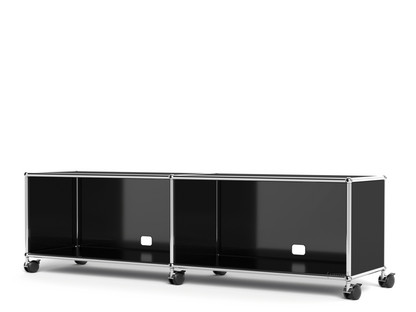 USM Haller TV-/Hi-Fi-Lowboard, individualisierbar Graphitschwarz RAL 9011|Offen|Mit Kabeldurchlass unten mittig