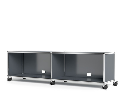 USM Haller TV-/Hi-Fi-Lowboard, individualisierbar Mittelgrau RAL 7005|Mit 2 Klappen|Mit Kabeldurchlass unten mittig