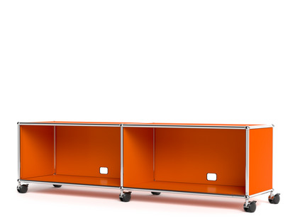 USM Haller TV-/Hi-Fi-Lowboard, individualisierbar Reinorange RAL 2004|Offen|Mit Kabeldurchlass unten mittig