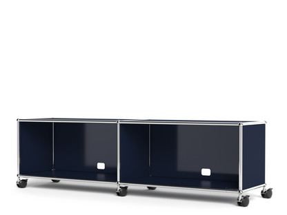 USM Haller TV-/Hi-Fi-Lowboard, individualisierbar Stahlblau RAL 5011|Offen|Mit Kabeldurchlass unten mittig