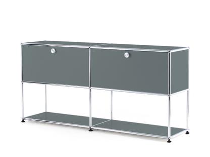 USM Haller Sideboard L mit 2 Klappen, unten Struktur Mittelgrau RAL 7005