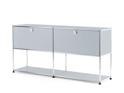 USM Haller Sideboard L mit 2 Klappen, unten Struktur USM mattsilber