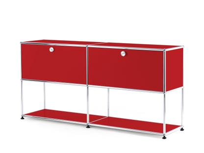 USM Haller Sideboard L mit 2 Klappen, unten Struktur USM rubinrot