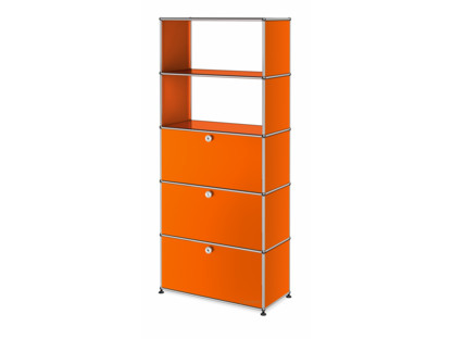 USM Haller Aktenregal mit Klappen und Schublade Reinorange RAL 2004