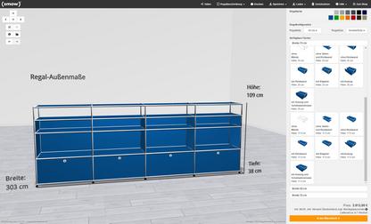 smow USM Konfigurator Sideboard XL, Farbe: Rubinrot, Tiefe: 35 cm, Füße: Nivellierfüße