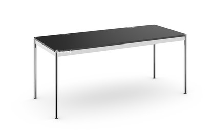 USM Haller Tisch Plus 175 x 75 cm|41-Linoleum nero|Ohne Klappe