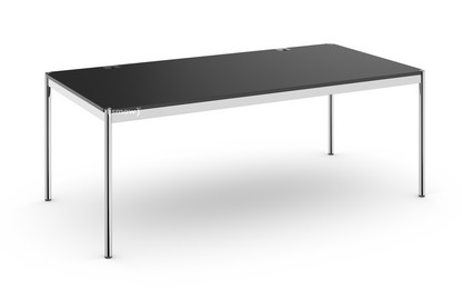 USM Haller Tisch Plus 200 x 100 cm|41-Linoleum nero|Ohne Klappe