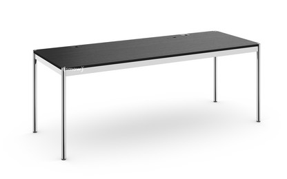 USM Haller Tisch Plus 200 x 75 cm|06-Eiche lackiert schwarz|Klappe rechts