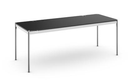 USM Haller Tisch Plus 200 x 75 cm|41-Linoleum nero|Klappe links