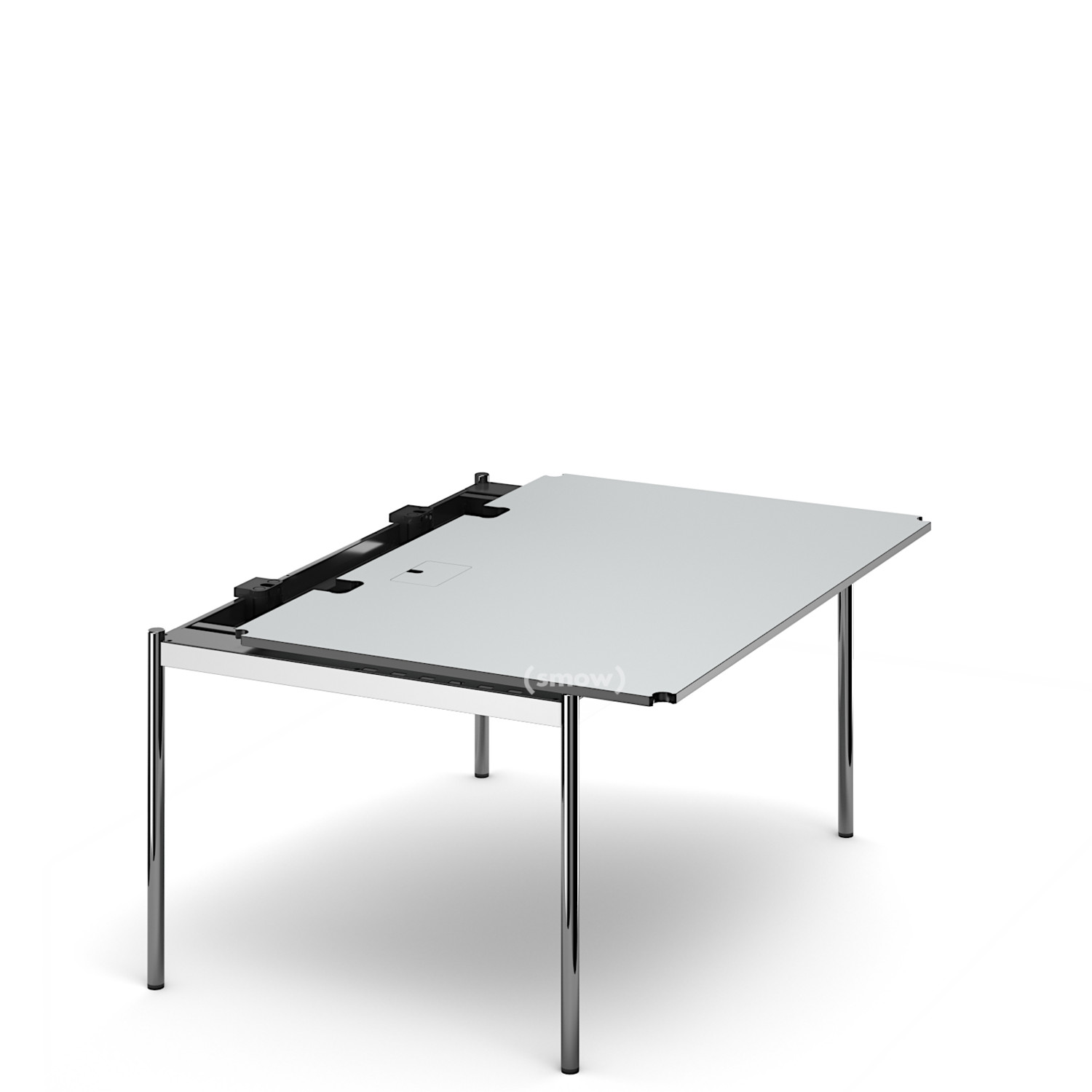 Usm Haller Tisch Advanced 150 X 100 Cm 02 Kunstharz Perlgrau Klappe Links Von Usm Designermobel Von Smow De