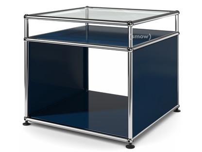 USM Haller Beistelltisch mit Aufsatz Stahlblau RAL 5011