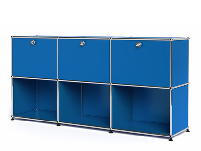 USM Haller Sideboard 50, individualisierbar Enzianblau RAL 5010|Mit 3 Klappen|Offen