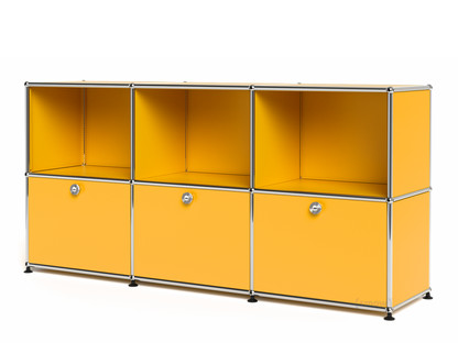 USM Haller Sideboard 50, individualisierbar Goldgelb RAL 1004|Offen|Mit 3 Klappen