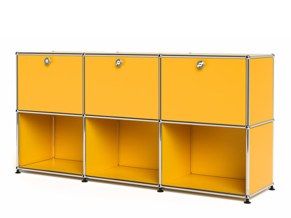 USM Haller Sideboard 50, individualisierbar Goldgelb RAL 1004|Mit 3 Klappen|Offen