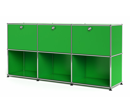 USM Haller Sideboard 50, individualisierbar USM grün|Mit 3 Klappen|Offen