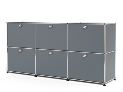 USM Haller Sideboard 50, individualisierbar Mittelgrau RAL 7005|Mit 3 Klappen|Mit 3 Klappen