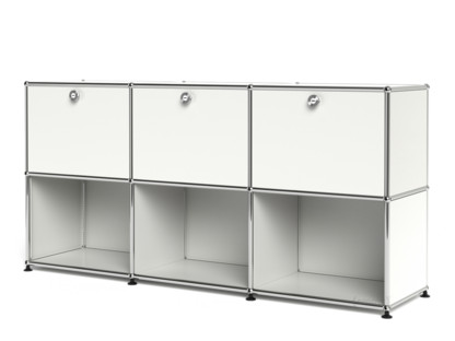 USM Haller Sideboard 50, individualisierbar Reinweiß RAL 9010|Mit 3 Klappen|Offen