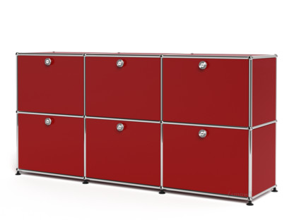 USM Haller Sideboard 50, individualisierbar USM rubinrot|Mit 3 Klappen|Mit 3 Klappen