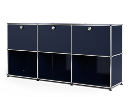 USM Haller Sideboard 50, individualisierbar Stahlblau RAL 5011|Mit 3 Klappen|Offen