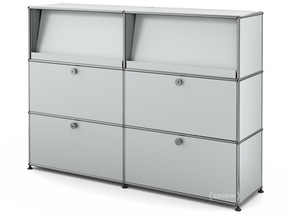 USM Haller Highboard L mit Schrägtablaren USM mattsilber