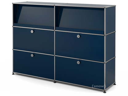 USM Haller Highboard L mit Schrägtablaren Stahlblau RAL 5011