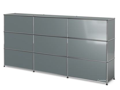 USM Haller Theke Typ 1 Mittelgrau RAL 7005|225 cm (3 Elemente)|35 cm