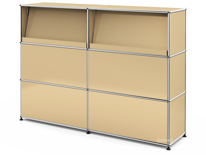 USM Haller Theke Typ 2 (mit Schrägtablaren) USM beige|150 cm (2 Elemente)|35 cm