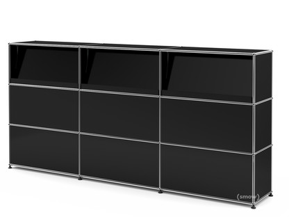 USM Haller Theke Typ 2 (mit Schrägtablaren) Graphitschwarz RAL 9011|225 cm (3 Elemente)|35 cm